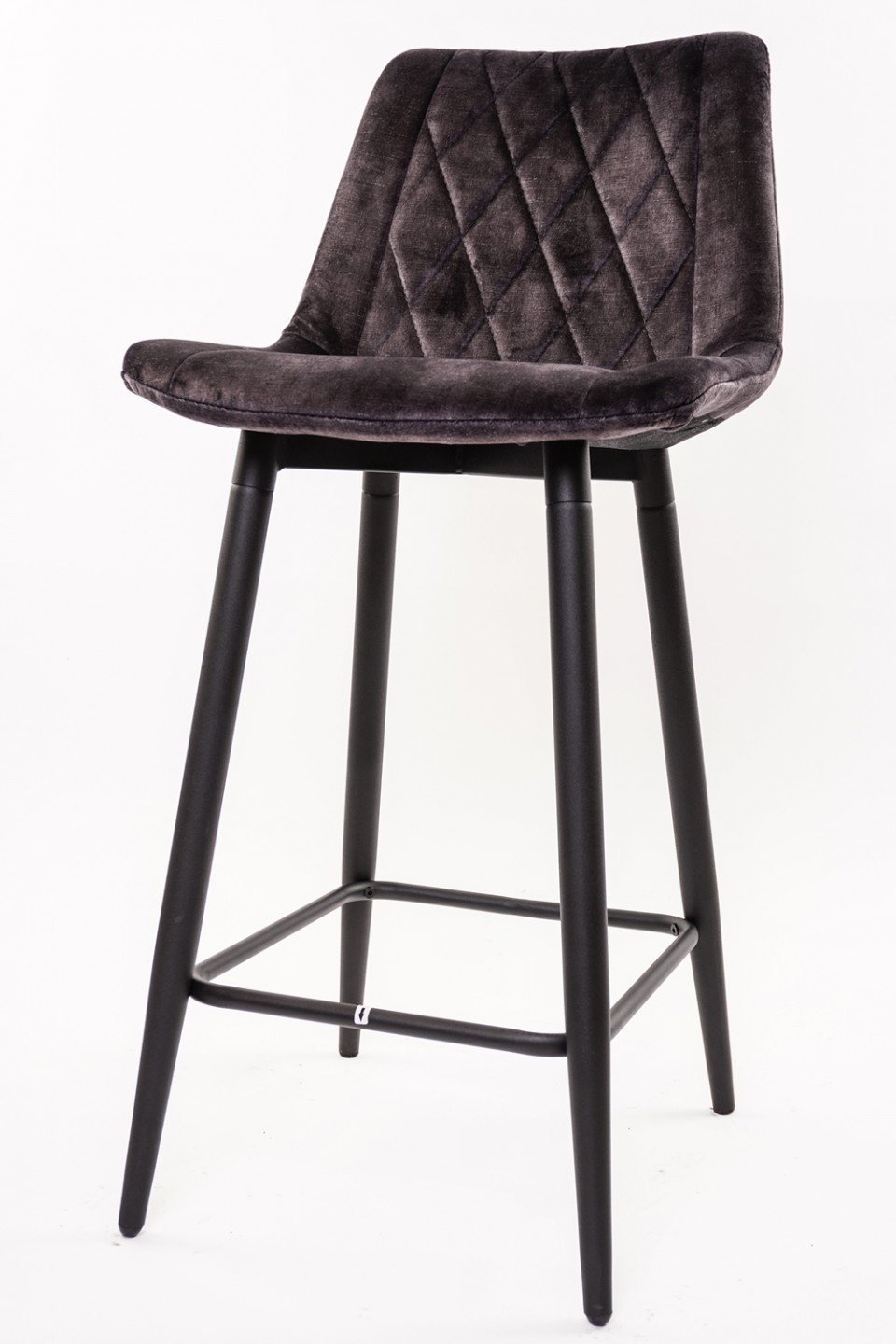 כיסא בר מעויינים קטיפה שחור 1055